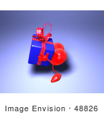 #48826 Royalty-Free (Rf) Illustration Of A 3d Red Love Heart Mascot Carrying A Present - Version 5