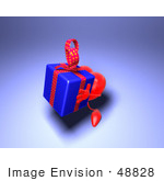 #48828 Royalty-Free (Rf) Illustration Of A 3d Red Love Heart Mascot Carrying A Present - Version 2