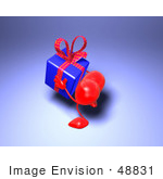 #48831 Royalty-Free (Rf) Illustration Of A 3d Red Love Heart Mascot Carrying A Present - Version 1