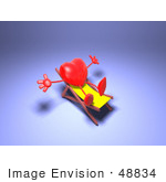 #48834 Royalty-Free (Rf) Illustration Of A 3d Red Love Heart Mascot Sun Bathing In A Chair - Version 2