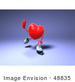 #48835 Royalty-Free (Rf) Illustration Of A 3d Red Love Heart Mascot Inline Skating - Version 2