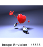 #48836 Royalty-Free (Rf) Illustration Of A 3d Red Love Heart Mascot Inline Skating - Version 1