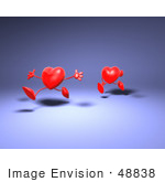 #48838 Royalty-Free (Rf) Illustration Of Two 3d Red Love Heart Mascots Running - Version 2