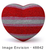 #48842 Royalty-Free (Rf) Illustration Of A 3d Fabric Striped Love Heart