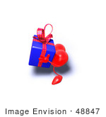 #48847 Royalty-Free (Rf) Illustration Of A 3d Red Love Heart Mascot Carrying A Present - Version 11