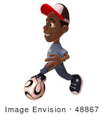 #48867 Royalty-Free (Rf) Illustration Of A 3d Black Boy Playing Soccer - Version 2