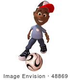 #48869 Royalty-Free (Rf) Illustration Of A 3d Black Boy Playing Soccer - Version 1