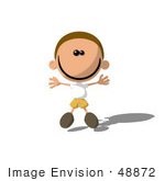 #48872 Royalty-Free (Rf) Illustration Of A Happy Boy Holding His Arms Out Jumping And Smiling