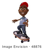 #48876 Royalty-Free (Rf) Illustration Of A 3d Black Boy Skateboarding - Version 2
