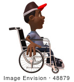 #48879 Royalty-Free (Rf) Illustration Of A 3d Black Boy In A Wheelchair
