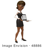 #48886 Royalty-Free (Rf) Illustration Of A 3d Black Businesswoman Holding A Laptop - Version 2