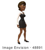 #48891 Royalty-Free (Rf) Illustration Of A 3d Black Businesswoman Standing And Facing Right