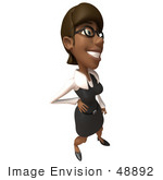 #48892 Royalty-Free (Rf) Illustration Of A 3d Black Businesswoman Standing With One Hand On Her Hip - Version 3