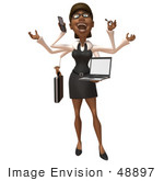 #48897 Royalty-Free (Rf) Illustration Of A 3d Black Businesswoman Multi Tasking - Version 2
