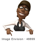 #48899 Royalty-Free (Rf) Illustration Of A 3d Black Businesswoman Holding A Blank Sign - Pose 2