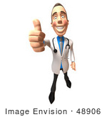#48906 Royalty-Free (Rf) Illustration Of A 3d White Male Doctor Giving The Thumbs Up - Version 3