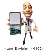 #48921 Royalty-Free (Rf) Illustration Of A 3d White Male Doctor Holding A Cell Phone - Version 4