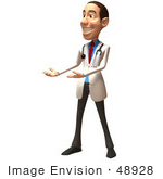 #48928 Royalty-Free (Rf) Illustration Of A 3d White Male Doctor Smiling And Presenting