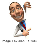 #48934 Royalty-Free (Rf) Illustration Of A 3d White Male Doctor Looking Around A Blank Sign - Version 3