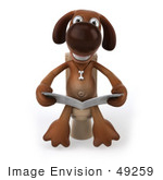 #49259 Royalty-Free (Rf) Illustration Of A 3d Brown Dog Mascot Reading On A Toilet - Pose 1