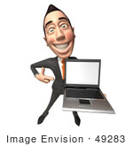 #49283 Royalty-Free (Rf) Illustration Of A 3d Asian Businessman Holding A Laptop With A Blank Screen - Version 3