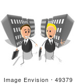 #49379 Royalty-Free (Rf) Illustration Of Two Businessmen Chatting And Walking On A City Street