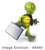 #49449 Royalty-Free (Rf) Illustration Of A 3d Green Turtle Mascot Businessman With A Briefcase - Version 4