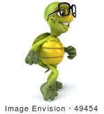 #49454 Royalty-Free (RF) Illustration Of A 3d Green Turtle Mascot Walking And Wearing Spectacles by Julos