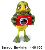#49455 Royalty-Free (Rf) Illustration Of A 3d Green Turtle Mascot Taking Pictures - Version 2