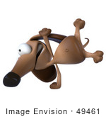 #49461 Royalty-Free (Rf) Illustration Of A 3d Brown Wiener Dog Mascot Doing A Hand Stand - Version 2
