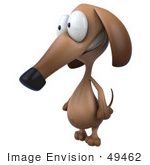 #49462 Royalty-Free (Rf) Illustration Of A 3d Brown Wiener Dog Mascot Facing Left