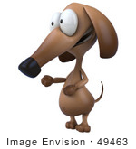 #49463 Royalty-Free (Rf) Illustration Of A 3d Brown Wiener Dog Mascot Facing To The Left