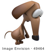 #49464 Royalty-Free (Rf) Illustration Of A 3d Brown Wiener Dog Mascot Pouting