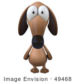 #49468 Royalty-Free (Rf) Illustration Of A 3d Brown Wiener Dog Mascot Facing Front