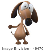 #49470 Royalty-Free (Rf) Illustration Of A 3d Brown Wiener Dog Mascot Standing And Gesturing
