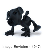 #49471 Royalty-Free (Rf) Illustration Of A 3d Black Labradordog Mascot Walking Forward On All Four Legs - Version 1