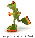 #49524 Royalty-Free (Rf) Illustration Of A 3d Red Eyed Tree Frog Mascot Roller Blading - Version 3
