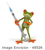 #49526 Royalty-Free (Rf) Illustration Of A 3d Red Eyed Tree Frog Carrying A Flu Vaccine Syringe