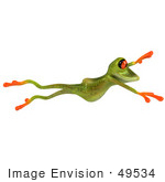 #49534 Royalty-Free (Rf) Illustration Of A 3d Red Eyed Tree Frog Taking A Large Leap