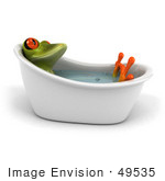 #49535 Royalty-Free (Rf) Illustration Of A 3d Red Eyed Tree Frog Taking A Leisurely Bath