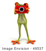 #49537 Royalty-Free (RF) Illustration Of A 3d Red Eyed Tree Frog Using A Red Camera by Julos