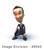 #49543 Royalty-Free (Rf) Illustration Of A 3d Businessman Mascot Pouting - Version 6