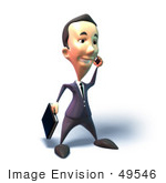 #49546 Royalty-Free (Rf) Illustration Of A 3d Businessman Mascot Talking On A Cell Phone - Version 4