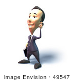 #49547 Royalty-Free (Rf) Illustration Of A 3d Businessman Mascot Talking On A Cell Phone - Version 5