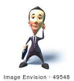 #49548 Royalty-Free (Rf) Illustration Of A 3d Businessman Mascot Talking On A Cell Phone - Version 6