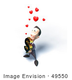 #49550 Royalty-Free (Rf) Illustration Of An Amorous 3d Businessman Mascot Carrying A Dollar Symbol - Version 4