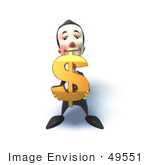 #49551 Royalty-Free (Rf) Illustration Of A 3d Businessman Mascot Holding A Dollar Symbol - Version 3