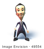 #49554 Royalty-Free (Rf) Illustration Of A 3d Businessman Mascot Standing And Facing Front - Version 1