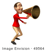 #49564 Royalty-Free (Rf) Illustration Of A 3d White Man Using A Megaphone - Version 4