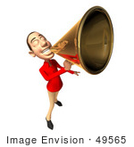 #49565 Royalty-Free (Rf) Illustration Of A 3d White Man Using A Megaphone - Version 1